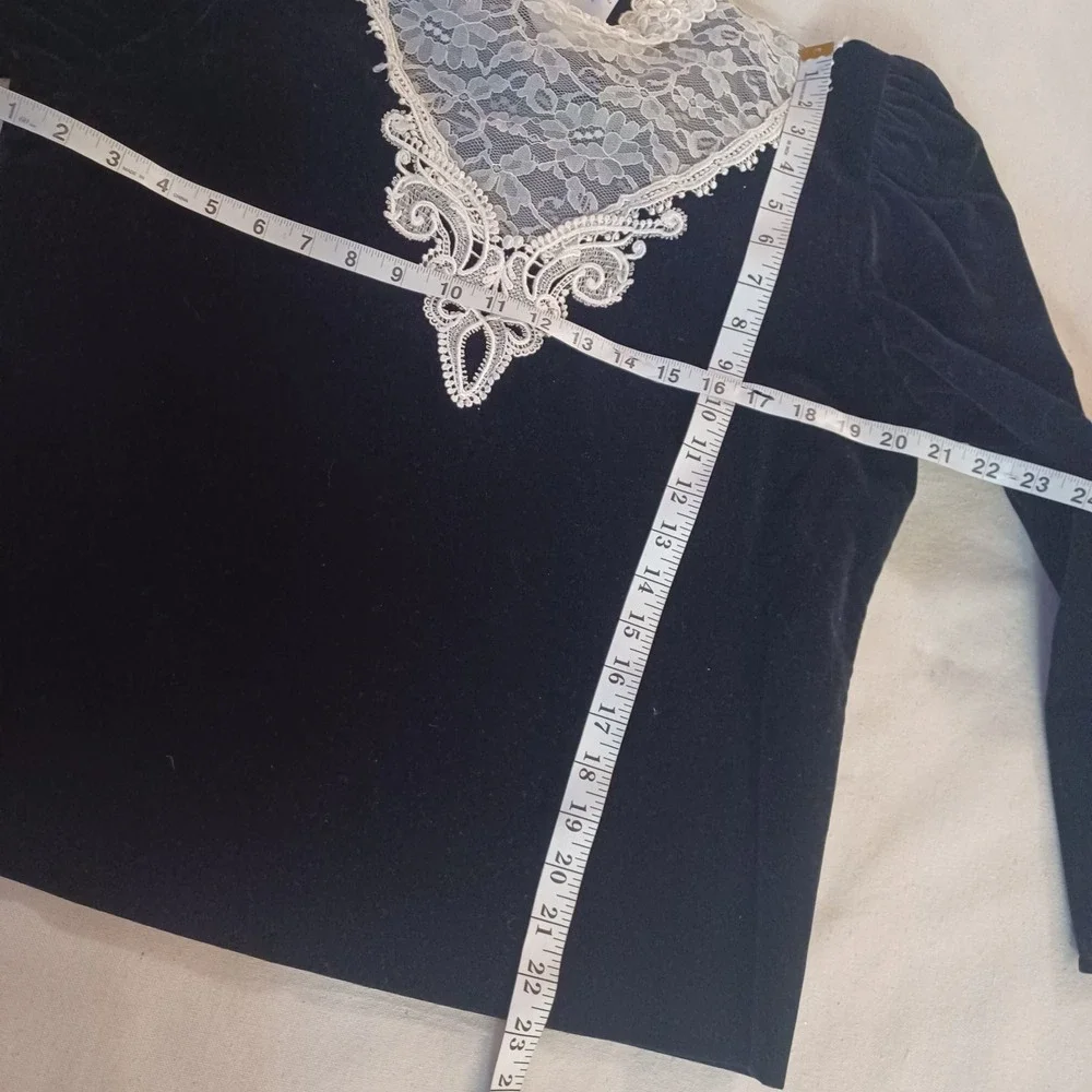 My Michelle Vintage Black Velvet Victorian Lace Bib Skirt Set Goth Dark Academia